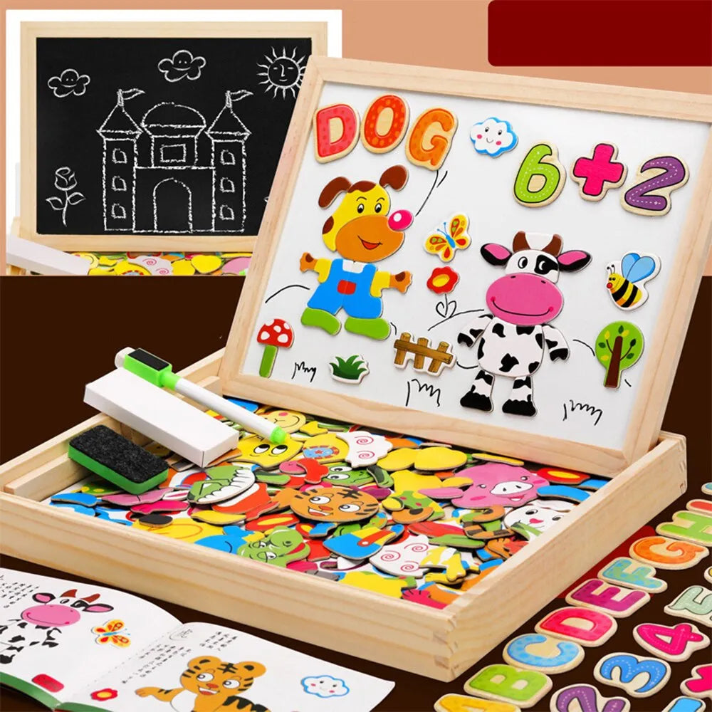 FunLearn Puzzle Board: Magnetisches Tier-Puzzle & Schreibtafel