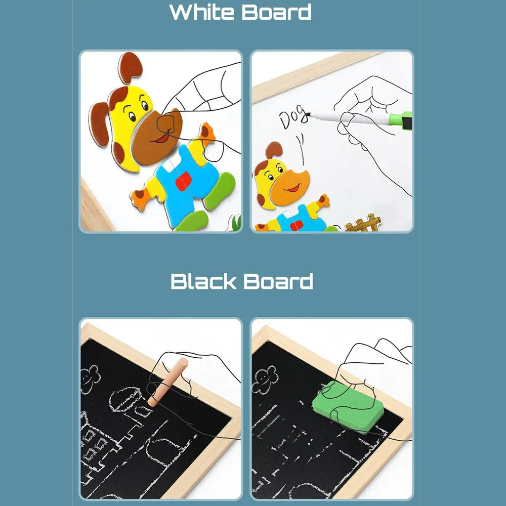  FunLearn Puzzle Board: Magnetisches Tier-Puzzle & Schreibtafel