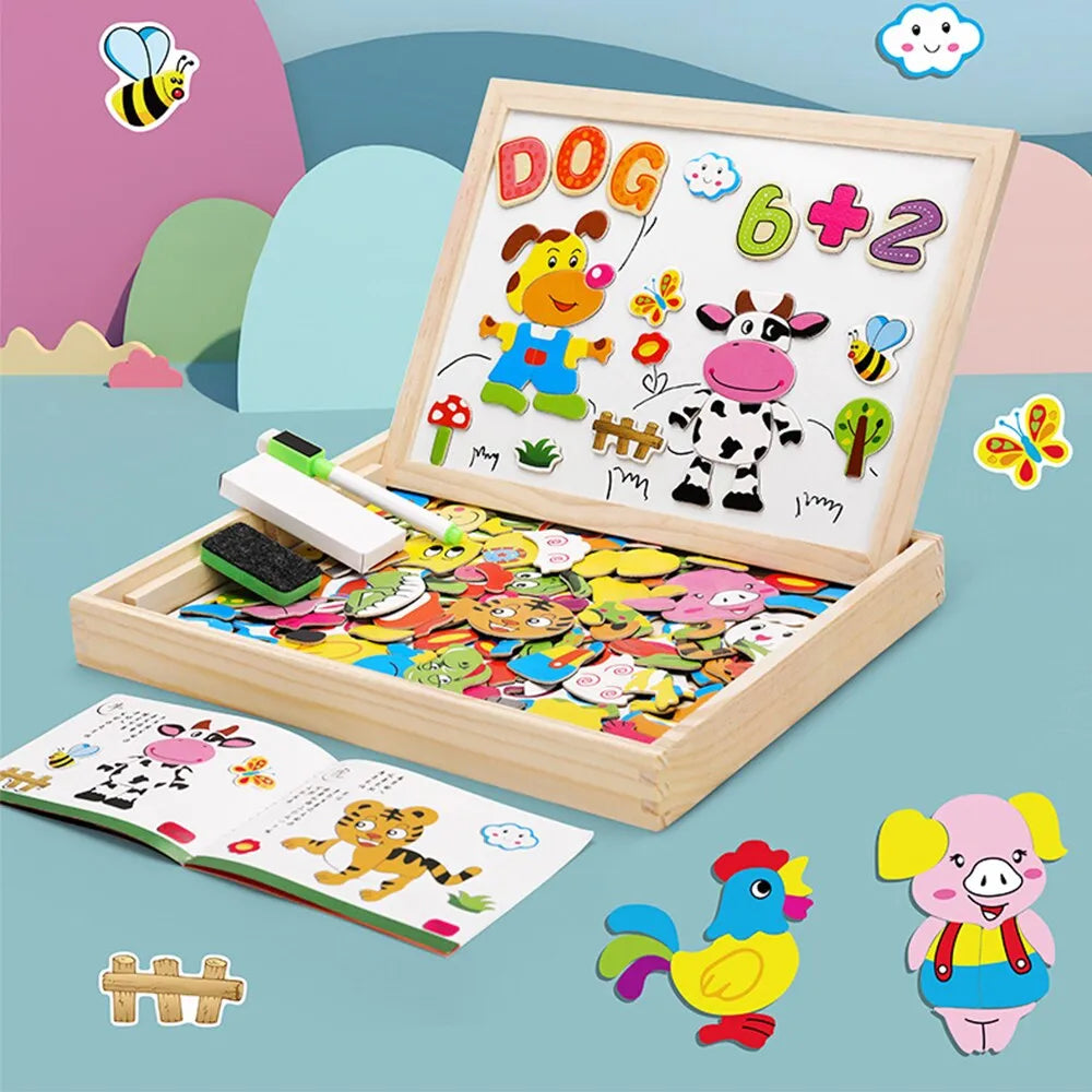  FunLearn Puzzle Board: Magnetisches Tier-Puzzle & Schreibtafel